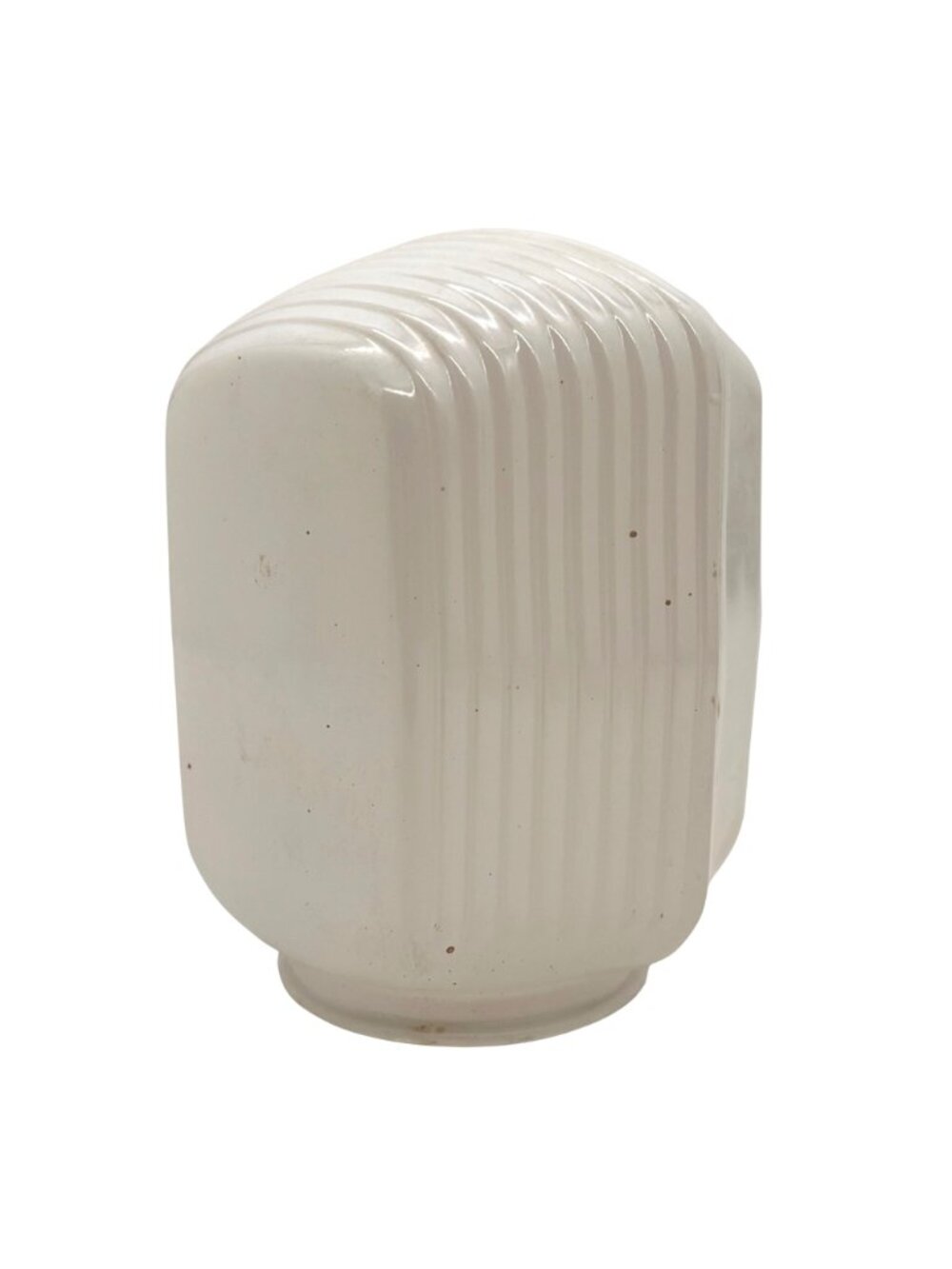 Vintage Milk Glass Art Deco Light Fixture Shade With Clear Geometric Panel 6" - Picture 9 of 13